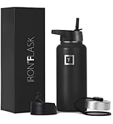 IRON °FLASK Sports Water Bottle - Wide Mouth with 3 Straw Lids - Stainless Steel Gym & Outdoor Bo...