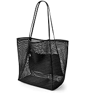 KALIDI Beach Mesh Tote Bag, Casual Tote Bag Hobo Women Foldable MAX 23L Shoulder Bag For Beach Pi...