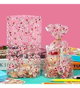 PABCK 50Pcs Gift Wrap Cellophane Bags for Father's Day Birthday Party Favor 7.9x11+2.8 inch Goodi...