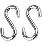 FDKJEJC 2 Pack 3.3-Inch Heavy Duty 304 Stainless Steel S Hooks, Swing Hammock Hooks, Industrial G...