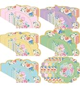 Floral Tea Party Napkins 4 Ply Disposable Vintage Colorful Flower Paper Napkins Scalloped Tea Par...