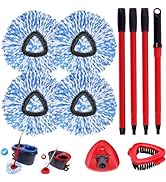 4 Packs Spin Mop Replacement Heads,1 Base,1 Scrubber Brush, Compatible with Oceda EasyWring Rinse...