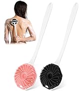 Mabnuby Back Scrubber for Shower, 2-Pack Long-Handled Silicone Shower Brush, Body Brush with Stif...
