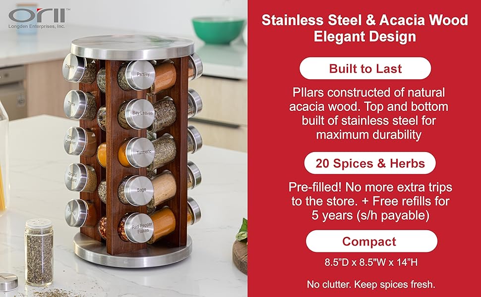 Stainless Steel & Acacia Wood
