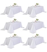 ZarzaaSik 6-Pack 90x132 inch White Table Cloths, Solid Stain and Wrinkle Resistant Oblong Tablecl...