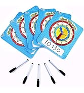 ZazzyKid Time Learning Analog Clock for Kids - Pack of 5 (7 x 8 Inches) with 5 Erasable Markers: ...