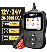 Car Battery Tester 12V/24V 20–2000CCA Automotive Battery Load Tester with Cranking & Alternator T...