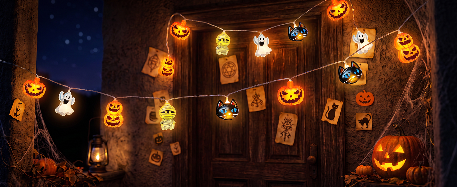 Outdoor Halloween string lights for porch hanging decorations