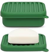 Superior Leak-Proof Silicone Travel Soap Case with Drainage Lid/Layer, Compact Bar Soap Container...