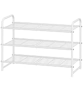 Simple Trending 3-Tier Stackable Shoe Rack, Expandable & Adjustable Shoe Shelf Storage Organizer,...