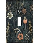HLCoChT Decorative Art Light Switch Covers Enchanted Dark -Dark Flower Floral Plants Single Toggl...