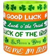 Moon Boat 74PCS St. Patrick's Day Shamrock Rubber Wristbands Bracelets - Party Favors Supplies Gi...
