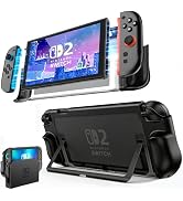 FIWWAT Dockable Protective Case for Nintendo Switch 2, TPU Ergonomic Grip Cover with Foldable Joy...