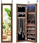 Giantex Wall or Door Mounted Jewelry Cabinet with Full Length Mirror, Over The Door Jewelry Armoi...