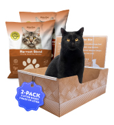 Kitty Poo Club Disposable Cat Litter Box 2-Pack with 2 Bags Harvest Blend Corn & Wheat Clumping L...