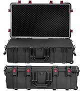 Regetek Waterproof Rolling Hard Case with Wheels, Customizable Foam 35"x 20"x 12", Equipment Tran...