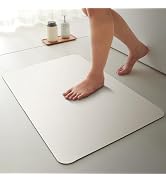 TYUU White Bath Mat, Bathroom Rugs Non Slip Washable Thin Absorbent Quick Dry Bath Mat Fits Under...