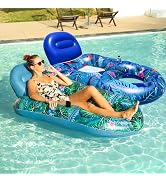FindUWill Pool Floats Chairs Adult - 2 Pack 65'' x 42'' Large Pool Float Chairs, Inflatable Pool ...