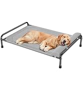 Simple Trending Elevated Dog Bed for Large Dogs, Cooling Raised Pet Cot with Bolster, Breathable ...