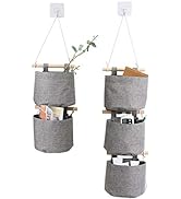 AARAINBOW 1 Pack Mini Cotton Linen Fabric Closet Washable Hanging Storage Bag with 5 Pockets Over...