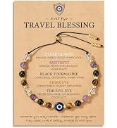 HGDEER Natural Crystal Protection Bracelet - 5 Healing Stones Clear Quartz Amethyst Black Tourmal...