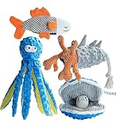 Nocciola 4 Packs Crinkle Squeaky Dog Toys for Aggressive Chewers, Tough Durable Stuffed Plush Rop...