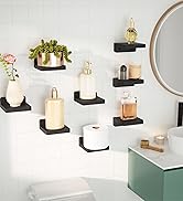 SRIWATANA Small Floating Shelves Wall Mounted, 4 Inch Wood Shelf for Decoration and Storage Set o...
