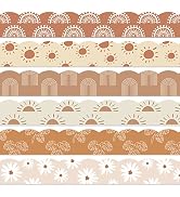 Whaline 82Ft Modern Boho Bulletin Board Borders 6 Designs 72 Pcs Self-Adhesive Retro Floral Daisy...