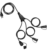 EP Outdoor Extension Cord 1 to 3 Splitter, Max 6ft End to End (12FT Total), 3 Prong Outlets Plugs...