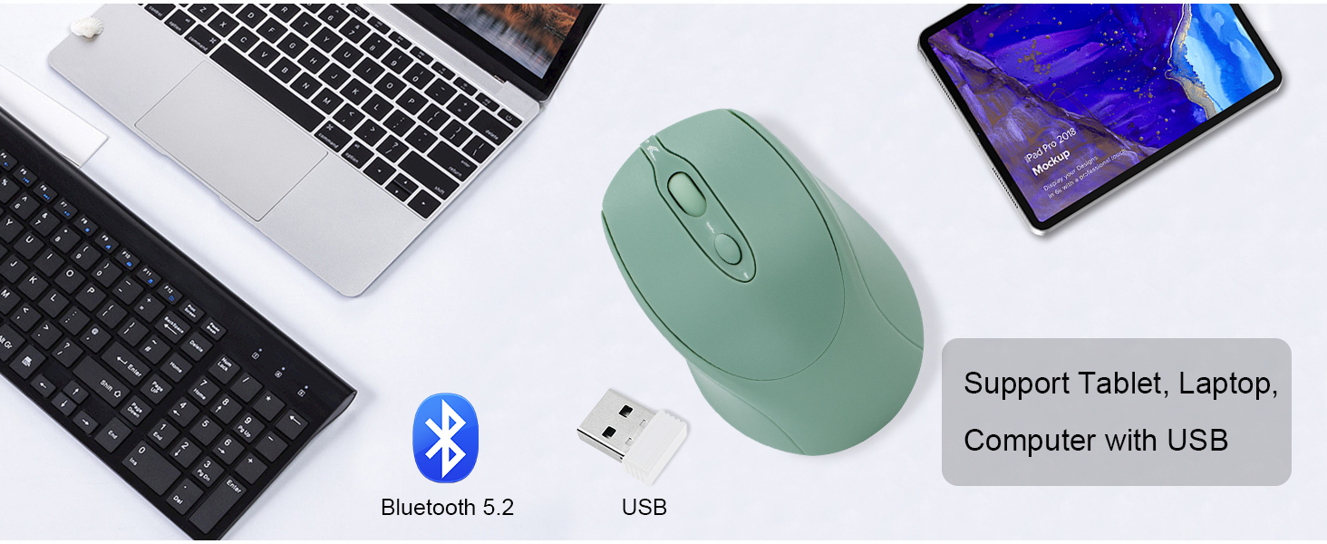 bluetooth mouse with dual mode(bt5.2+2.4GHz)