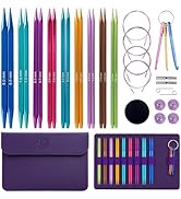 Yarniss 9 Pairs Square Knitting Needles Set US 2.5~11, Interchangeable Circular Knitting Needles ...