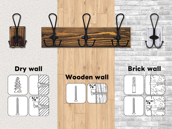 SZOHF0002 pine wood wall hanger bathroom towel hook Colgador madera nogal baño gancho toallas