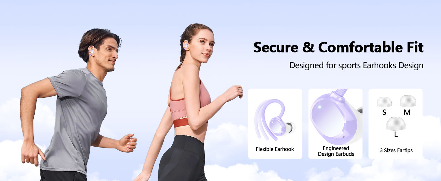 Airpod Earbud Echo In-Ear Small Phones Hooks Workout Ears Sports Pink