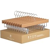 StorageWorks Pants Hangers with Clips, Wooden Clothes Hanger for Skirts, Jeans, Shorts, 10 Pack