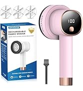 Smyeviva Rechargeable Fabric Shaver for Clothes: 6-Leaf Blades & 3 Speeds to Remove Pilling, Fuzz...