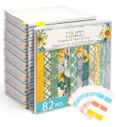Caydo 82-Piece Scrapbook Paper Storage Organizer with 120 Sticky Index Tabs, Holds 12x12 Inch Scr...