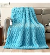 Electric Blanket 50" x 60" Soft Ribbed Faux Fur Flannel Quick Heat 12 Heat Levels 1-12 Hour Timer...