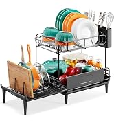 Urackify Dish Drying Rack for Kitchen Counter, Expandable 2 Tier Dish Rack, Large Capacity Dish D...