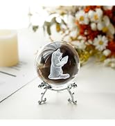 ZEERSHEE 2.3in 3D Cat Crystal Ball Laser Engraved Cat Reading a Book Cats Themed Decor Whimsical ...