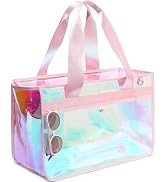 GYEUKHAM Jelly Tote Bag for Women, Iridescent Clear Beach Bag Waterproof Sandproof Pool Bag Cruis...