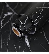 Marble Contact Paper Black Peel and Stick Wallpaper for Kitchen Countertop | 17.71" x 78.7" Black...