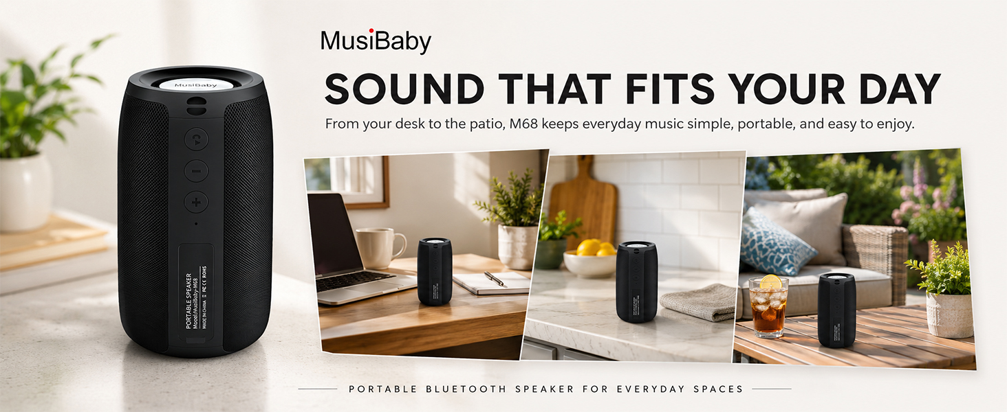 Portable Bluetooth Speaker, Bluetooth Speakers Wireless with Deep Bass