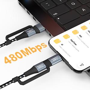 Supports max data sync speed up to 480Mbps