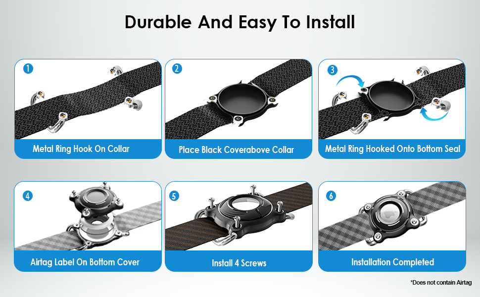 Easy to Install Airtag Holder for Dog Collar
