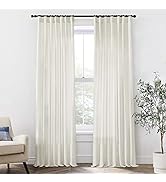 Natural Linen Cotton Farmhouse Curtains for Living Room Bedroom 84 Inches Long Two Sheer Hook Bel...