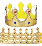 NUOBESTY Crown Hat, 4Pcs Golden Kids Party Crown Set, Fabric Birthday Crown Hat for Birthday Part...