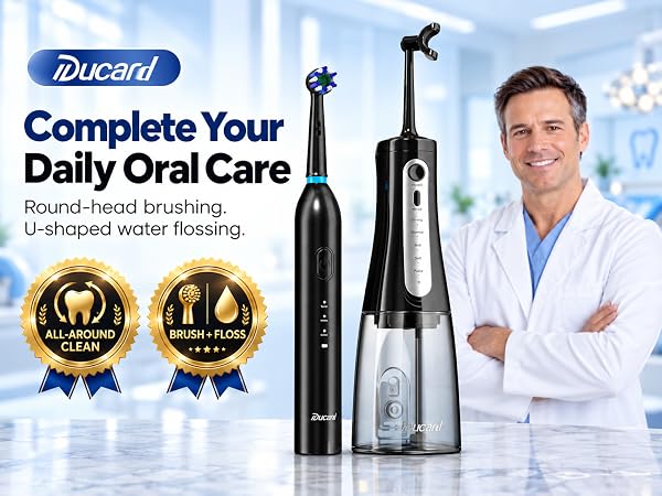 toothbrush with water flosser