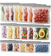 Anelueeoo 20 Pack Reusable Freezer Bags,Leakproof Reusable Food Storage Bags BPA Free Healthy Foo...
