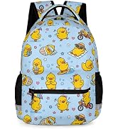 KOYI Cute Yellow Duck Backpack for Kids, Kawaii Cartoon Rubber Ducky Daily Life School Bag with R...