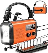 20000mAh / 74000mWh Emergency Radio, Solar Hand Crank Radio AM/FM/NOAA Weather Radio, Battery Pow...